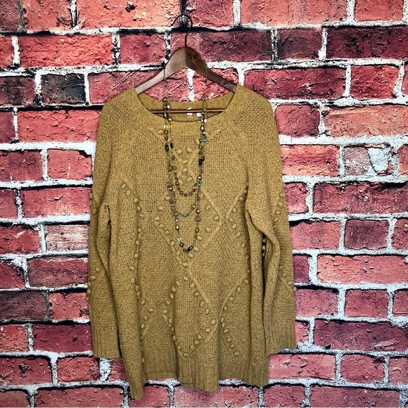 Anthropologie Sweaters - Anthropologie Moth mustard Pom Pom tunic sweater